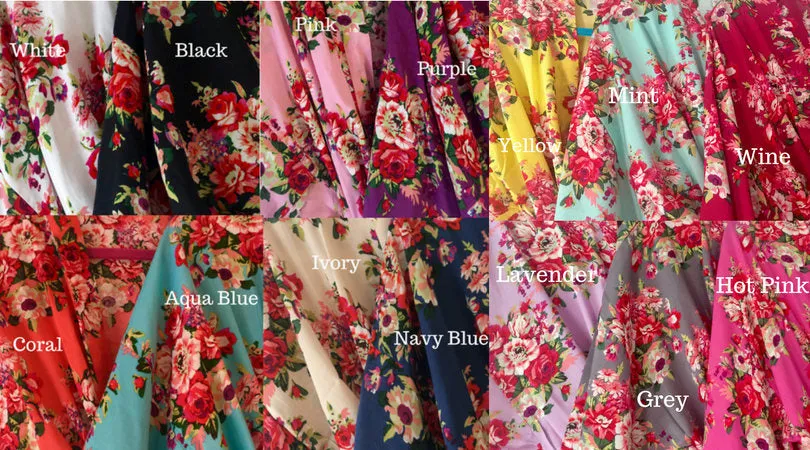 14 Colors - Bridesmaid Robes, Floral Robe,  Bride Robe, Robes, Bridal Party Robes, Floral Bridesmaid Robe,  Fast Ship from New York