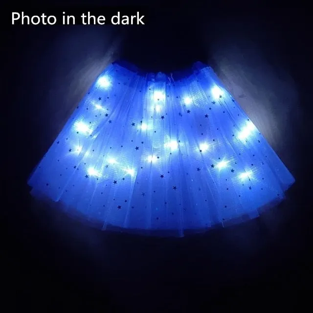 2020 new Light LED Girl Kids Clothes Star Tutu Skirt Princess Party Tutus Tulle Pettiskirt Child Ballet Dance Halloween black