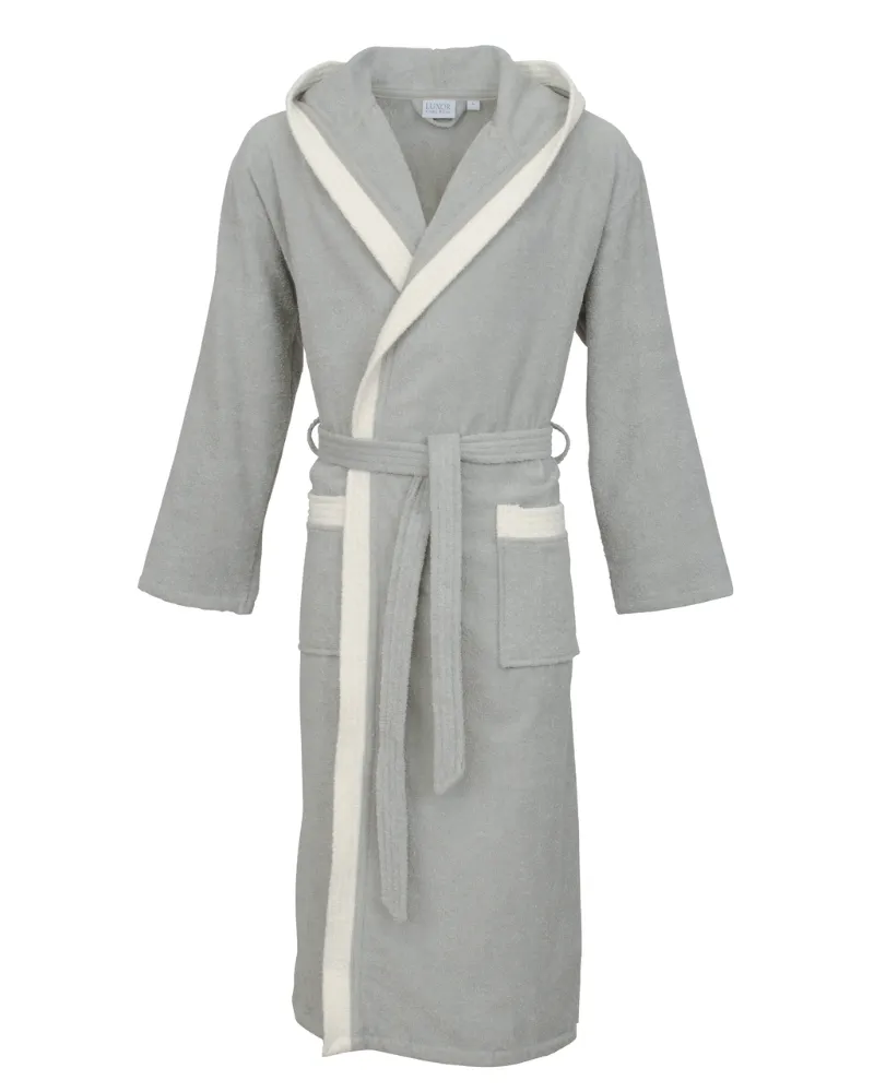 40300 Silver/Off White Long Wrap Bathrobe Unisex