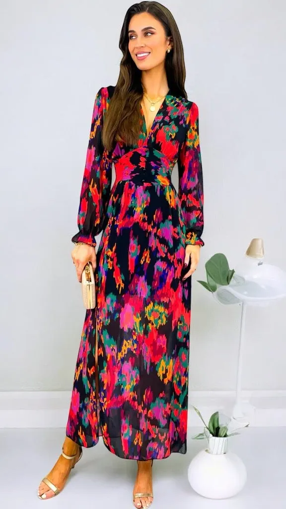 A2028 Vibrant Multi Print Dilys Dress