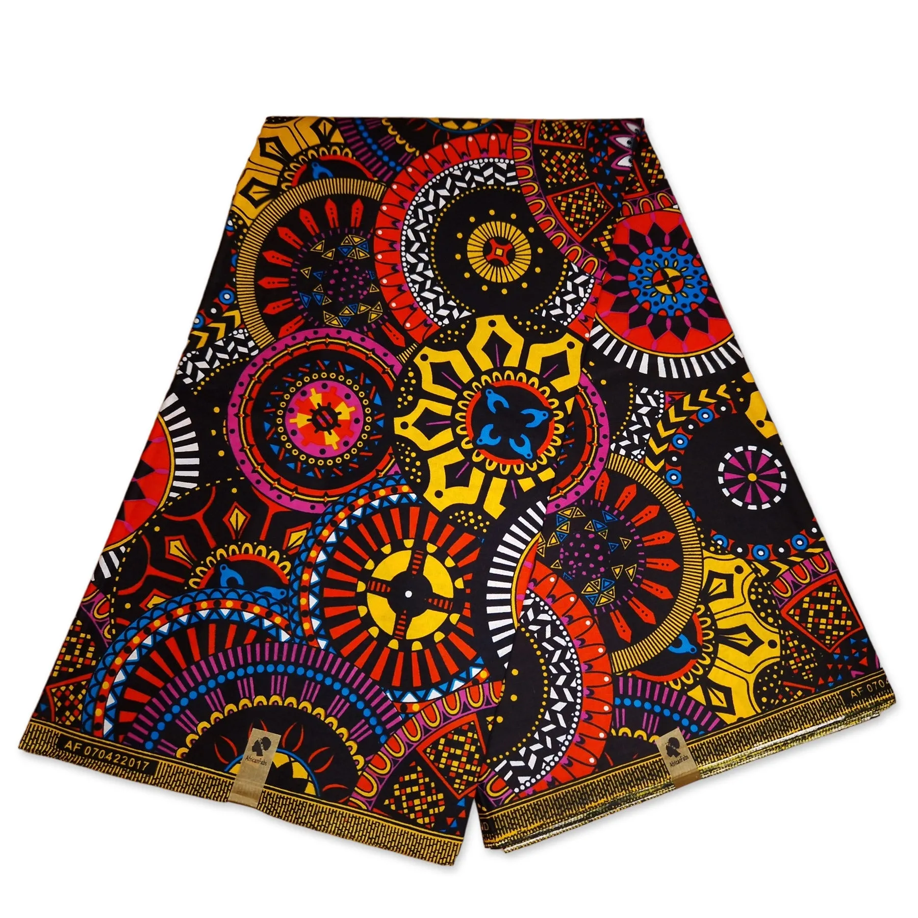 African print fabric - Dark Multicolor disks - 100% cotton