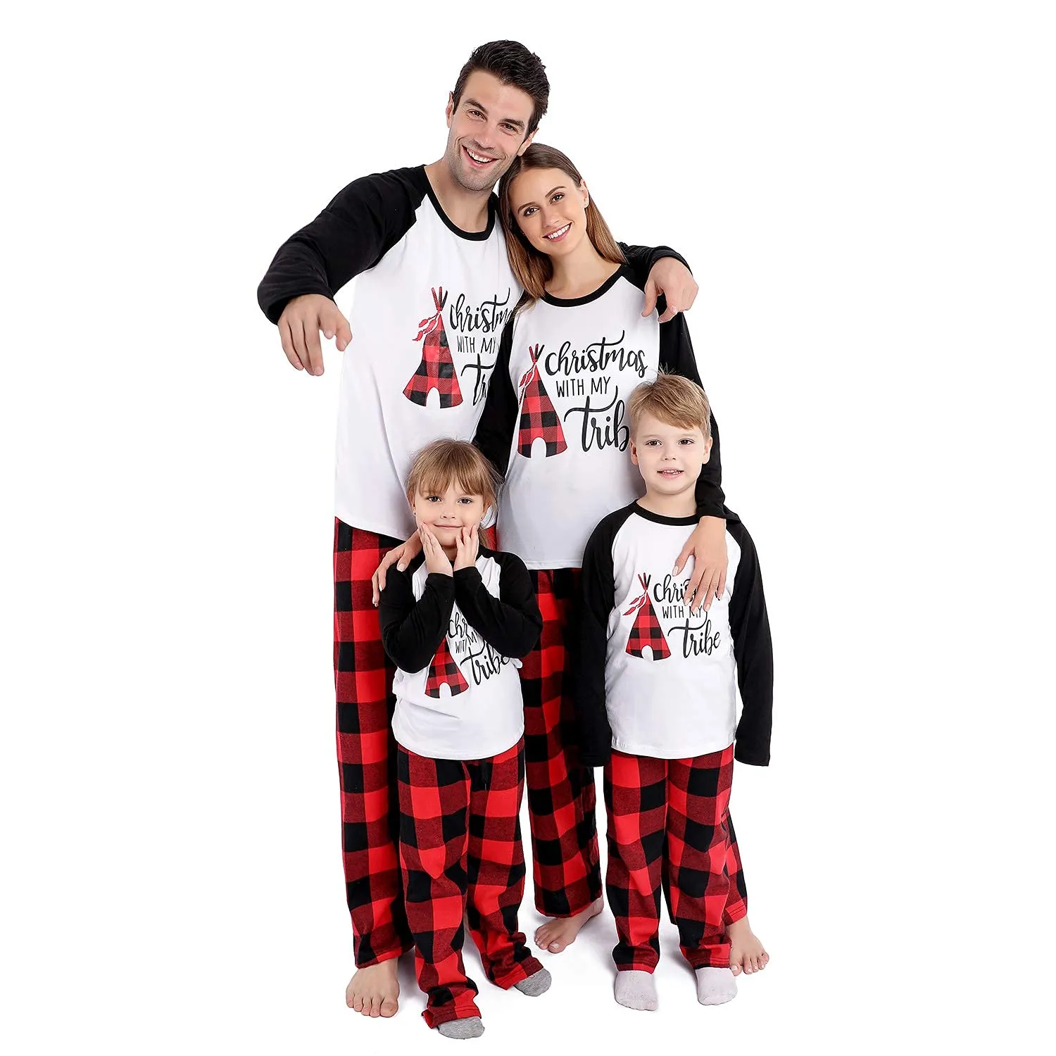 ANGELGGH Matching Christmas Pajamas for Family, Cute Vacation PJs Sets for Couples/Women/Men, Xmas 2 Piece Jammies Sleepwear (Youth, 2-3T, Black White)