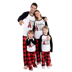 ANGELGGH Matching Christmas Pajamas for Family, Cute Vacation PJs Sets for Couples/Women/Men, Xmas 2 Piece Jammies Sleepwear (Youth, 2-3T, Black White)