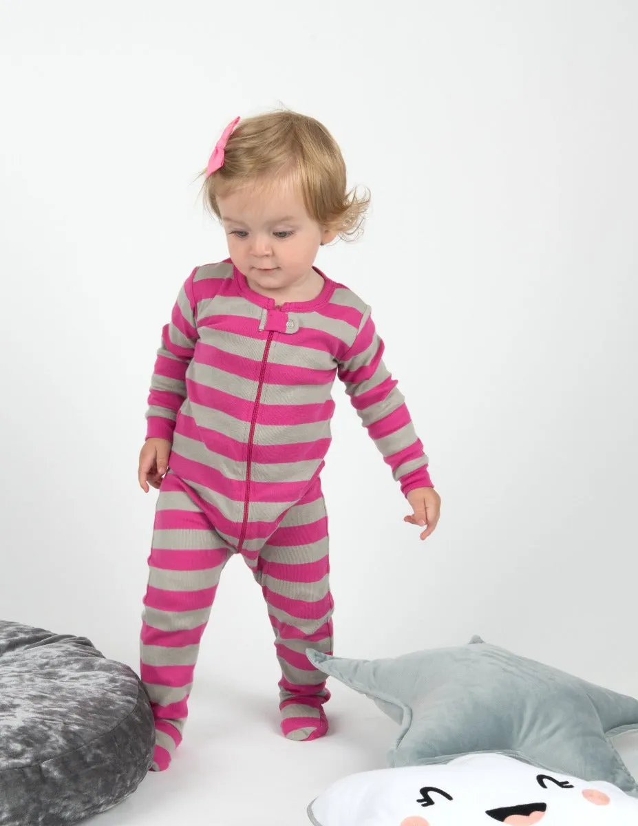 Baby Footed Pink Striped Pajamas