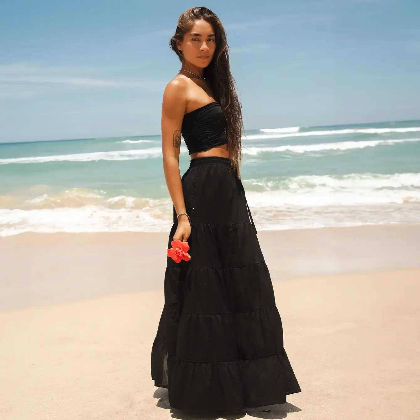 Black Shipwrecked Maxi Skirt