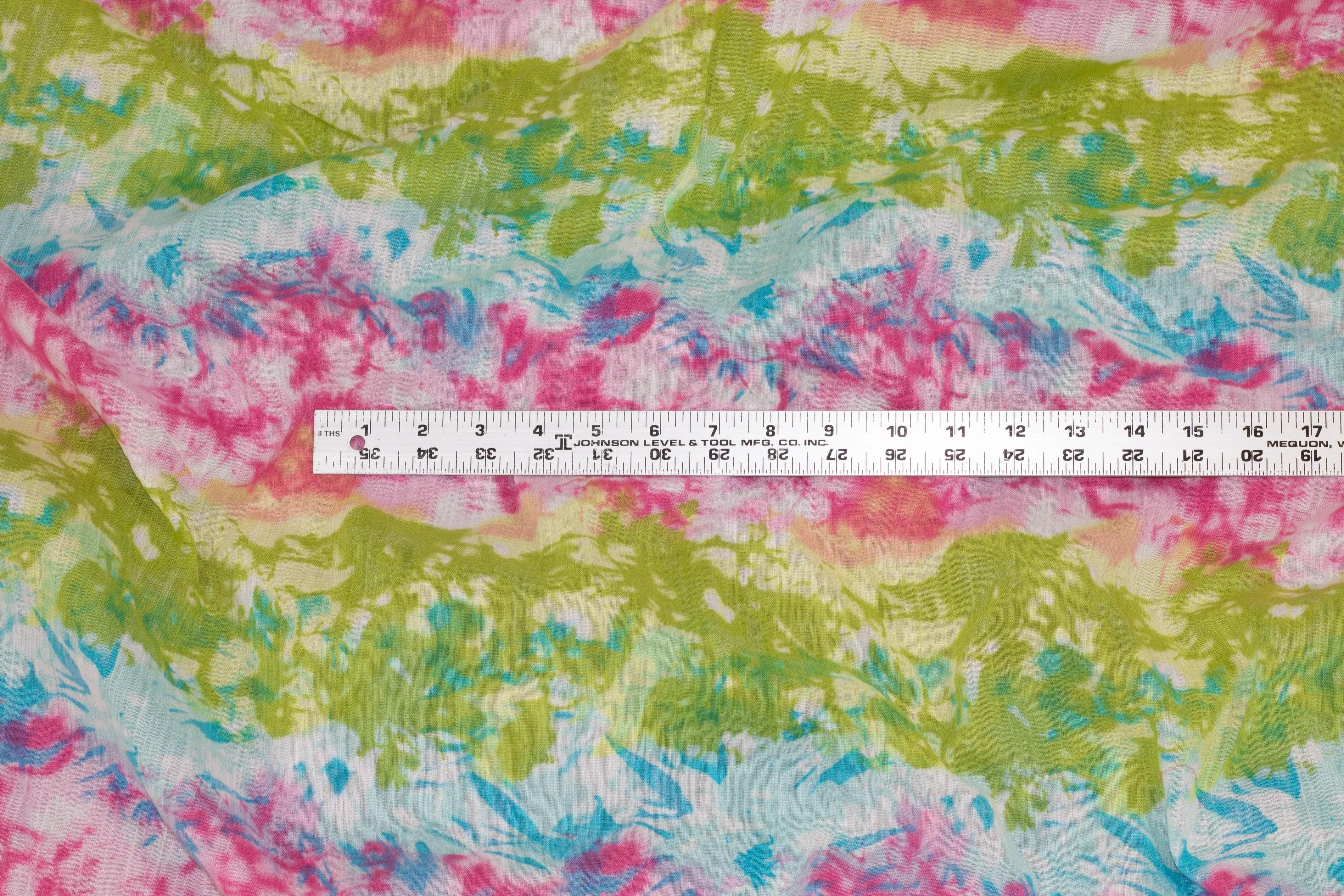 Blue, Pink, and Green Tie-Dye Crushed Cotton