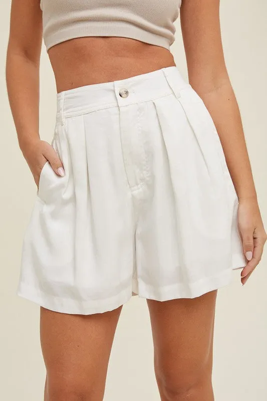 Boardwalk Bliss Cream Pleated Shorts