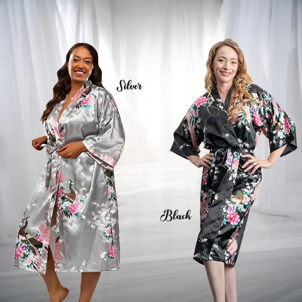 Bridesmaid Robe Set of 5, Floral, Womens Sizes 2-18, Mid Length