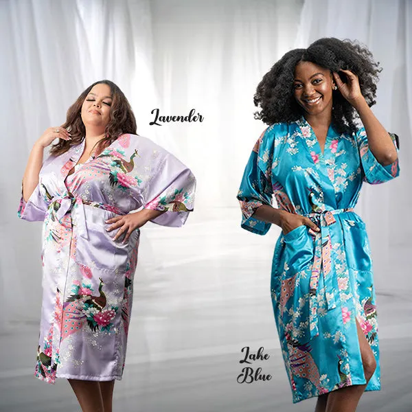 Bridesmaid Robe Set of 5, Floral, Womens Sizes 2-18, Mid Length