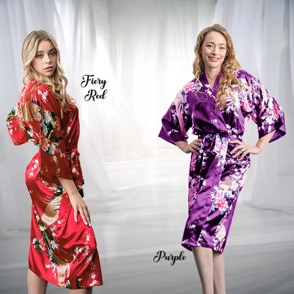 Bridesmaid Robe Set of 5, Floral, Womens Sizes 2-18, Mid Length