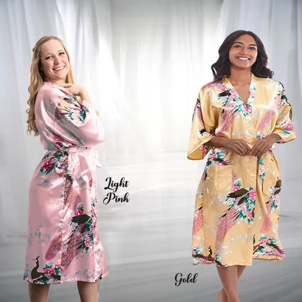 Bridesmaid Robe Set of 5, Floral, Womens Sizes 2-18, Mid Length