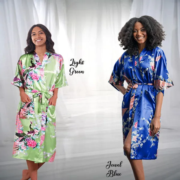 Bridesmaid Robe Set of 5, Floral, Womens Sizes 2-18, Mid Length