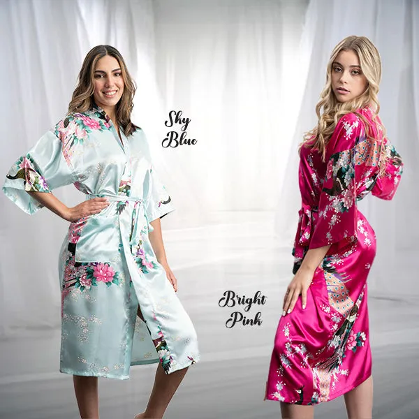 Bridesmaid Robe Set of 5, Floral, Womens Sizes 2-18, Mid Length