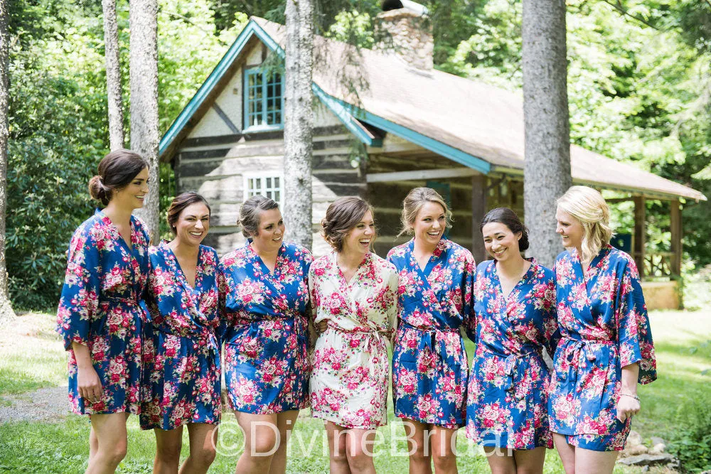 Bridesmaid Robes-Cotton Floral Robe-Wedding Robe-Floral Bridesmaids Robes-Bridesmaids Robes-Kimono Robe-Bridesmaid Gift-Brdal Party Robes