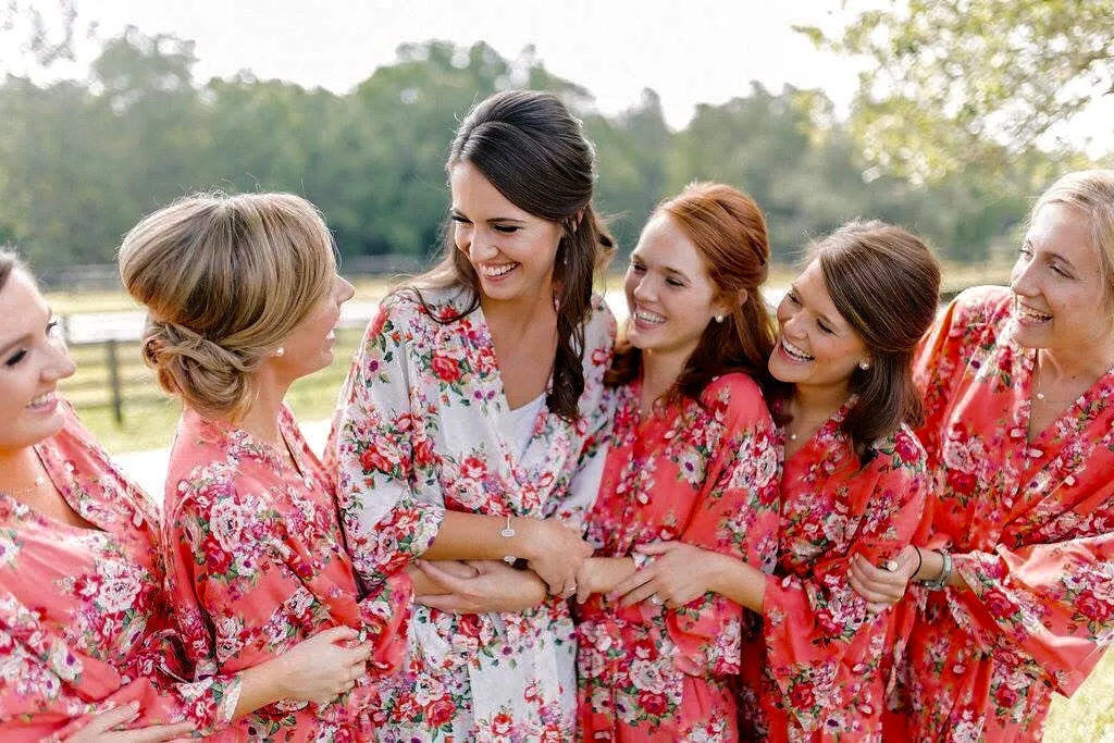 Bridesmaid Robes-Cotton Floral Robe-Wedding Robe-Floral Bridesmaids Robes-Bridesmaids Robes-Kimono Robe-Bridesmaid Gift-Brdal Party Robes