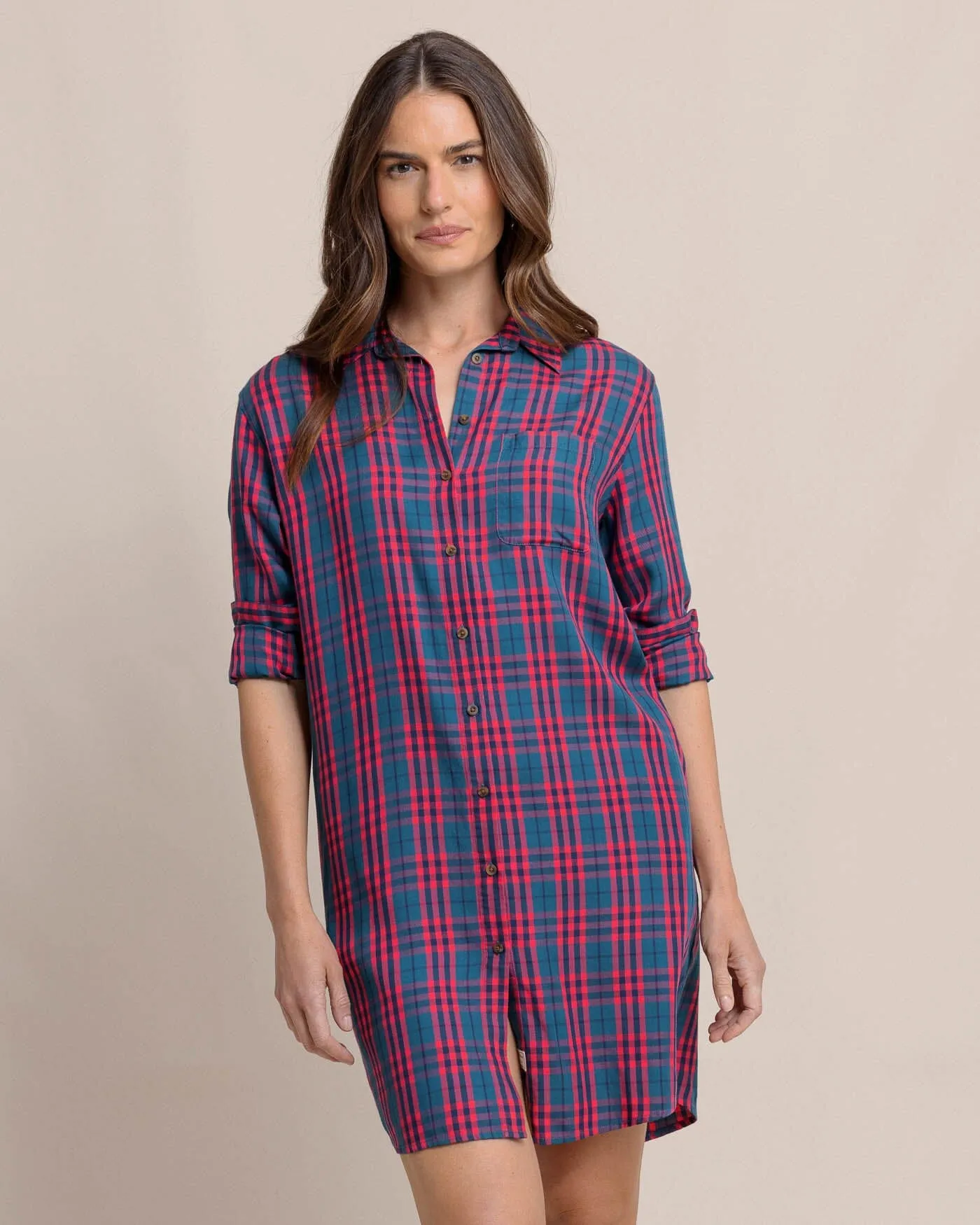 Cam Vibrant Autumn Twill Plaid Dress