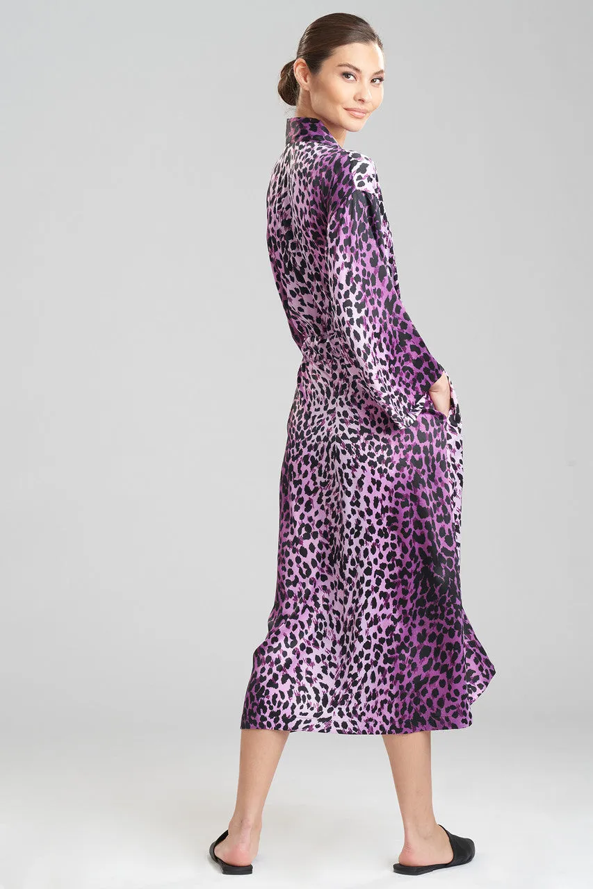 Cheetah-Printed Matte Satin Robe