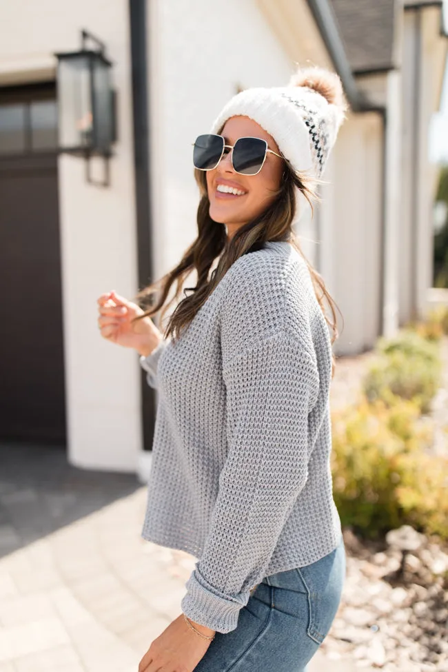 Chill Retreat Grey Waffle Cardigan