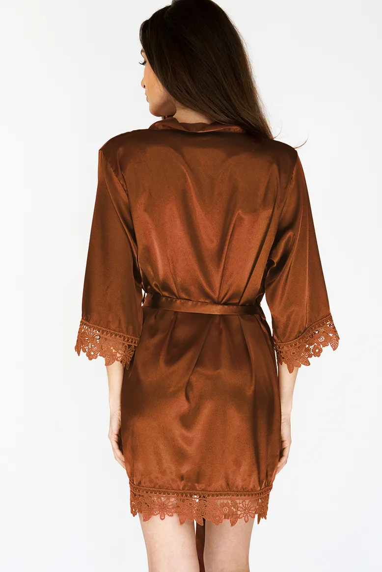 Copper Lila Lace Bridal Robe