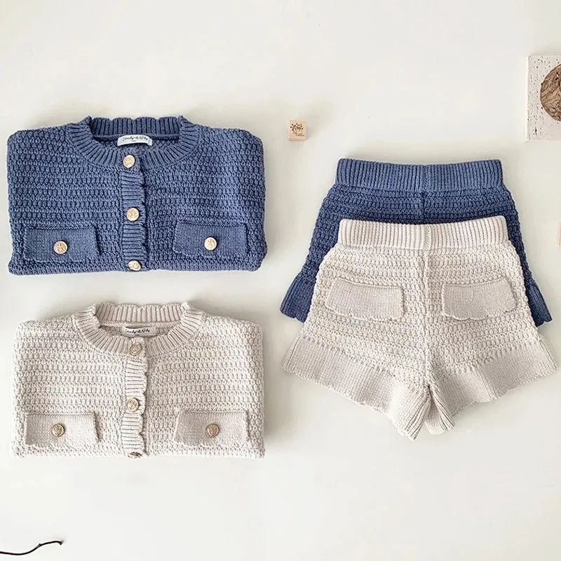 Cozy Knit Cardigan and Flowy Shorts Ensemble