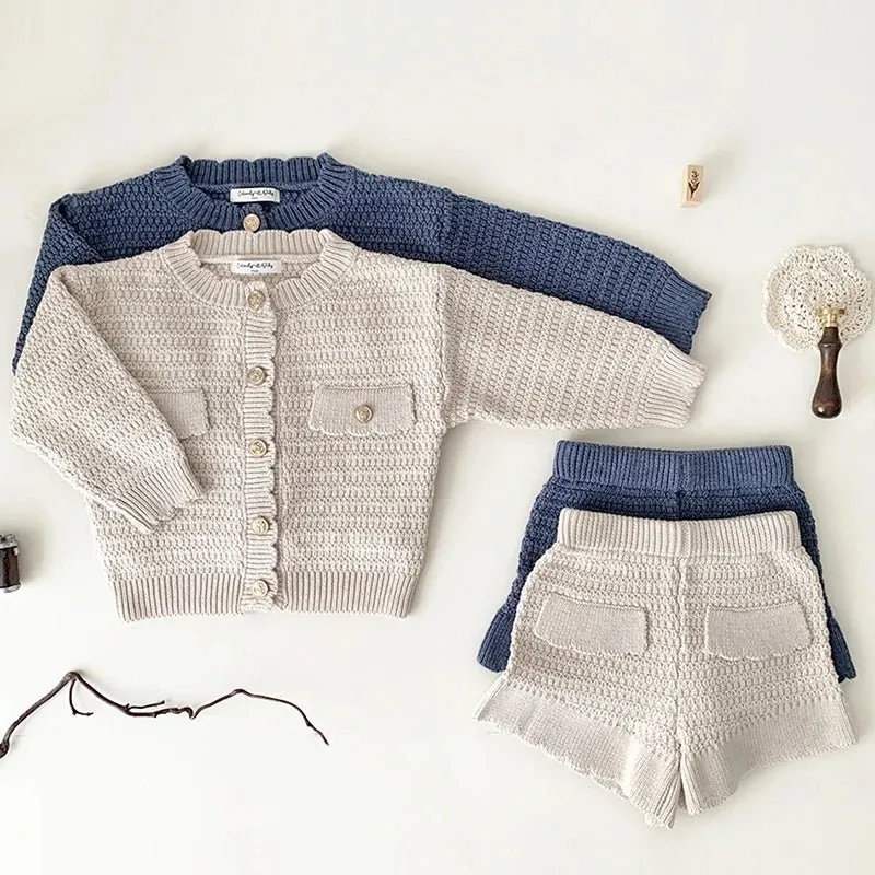 Cozy Knit Cardigan and Flowy Shorts Ensemble