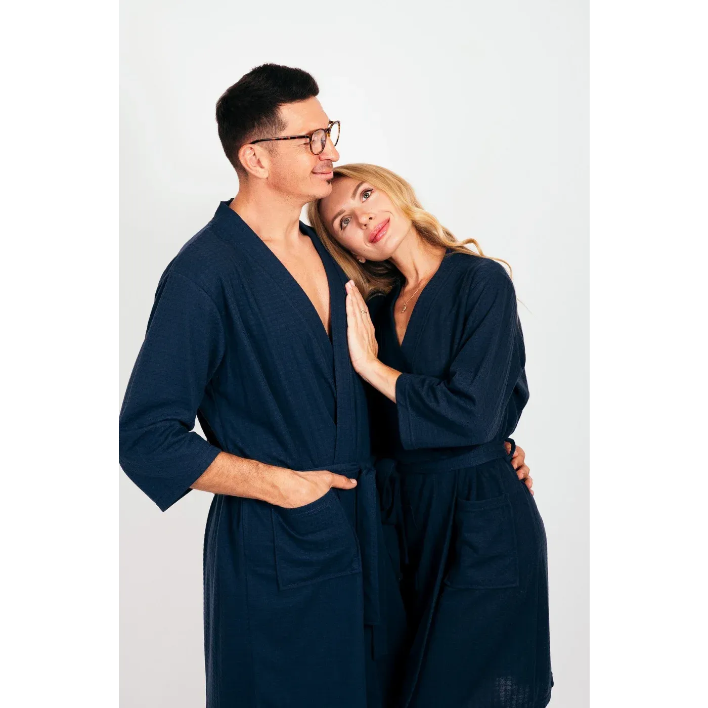 Customized Waffled Knit Robes for Bride and Groom - Honeymoon Robes - Vinyl