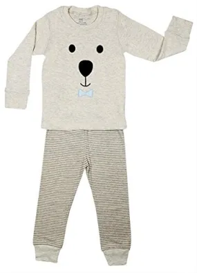 Elowel Girls Teddy Bear Face 2 Piece Pajama Set 100% Cotton (Size 6 Months to 8 Years)