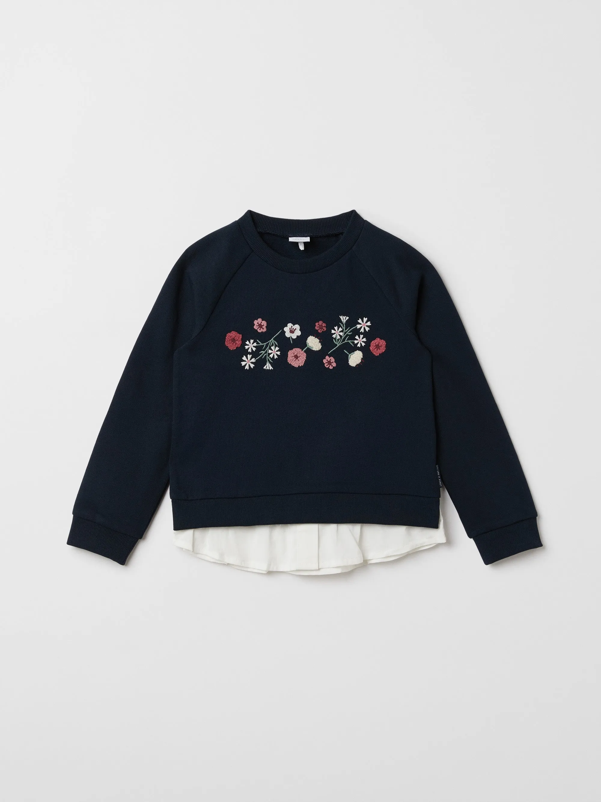 Embroidered Floral Kids Sweatshirt