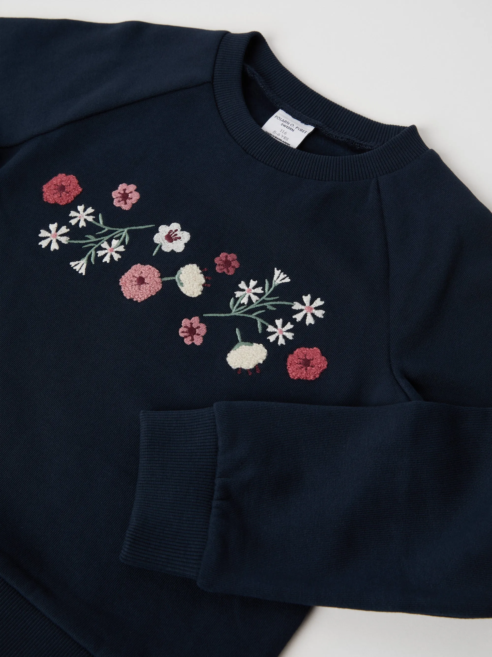 Embroidered Floral Kids Sweatshirt