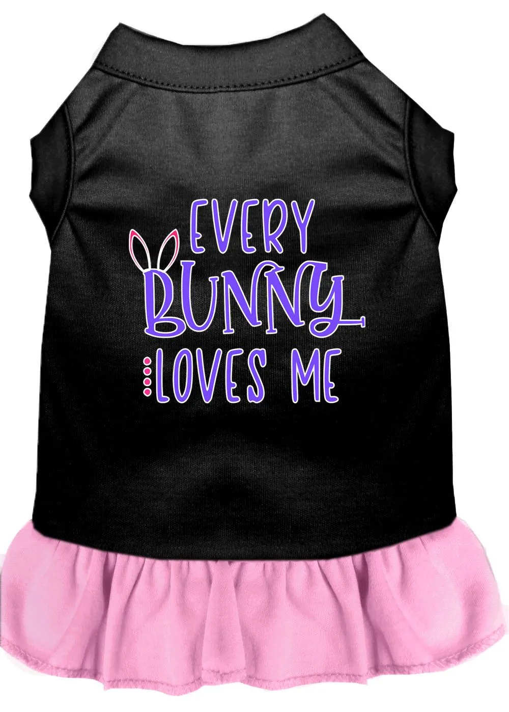 Every Bunny Loves Me Screen Print Dog Dress Black With Light Pink Lg (14)