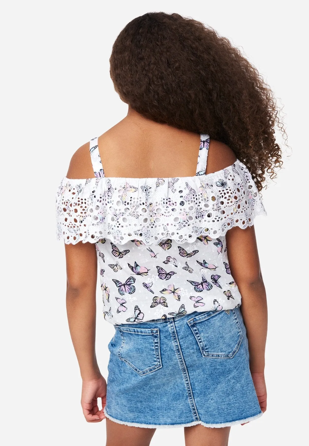 Eyelet Ruffle Button-Up Tank