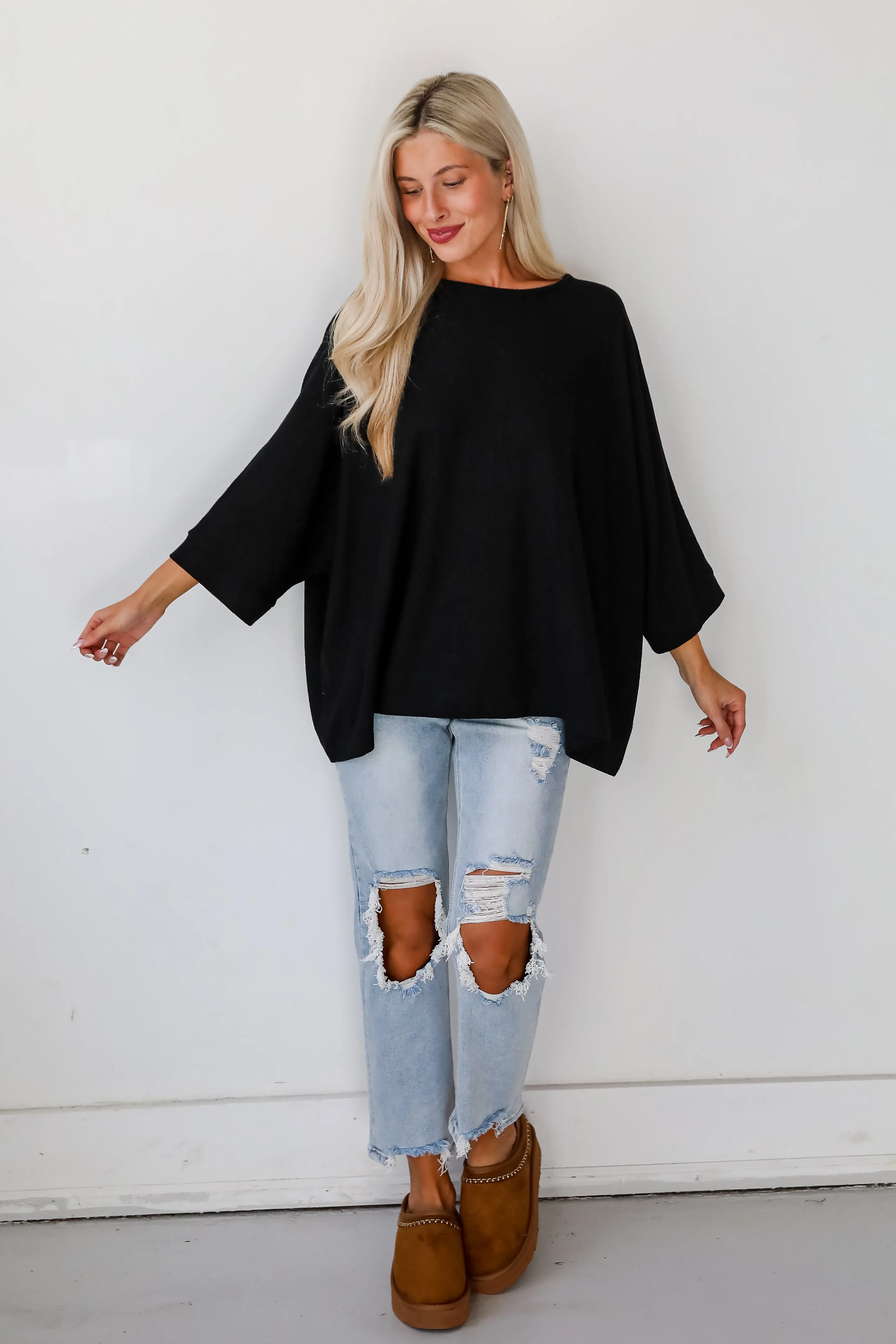 FINAL SALE - Winning Pick Oversized Soft Knit Top