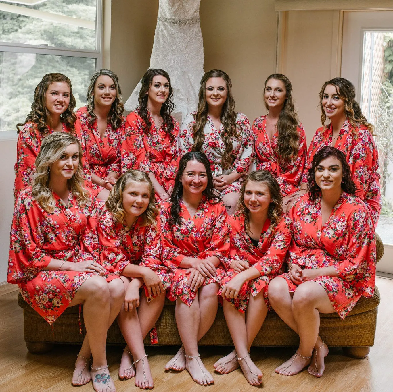 Floral Cotton Robes, Robes for Bridesmaids, Getting Ready Robes, Wedding Robes, Set of  Bridesmaid Robes, Bridesmaids Gifts, Kimono