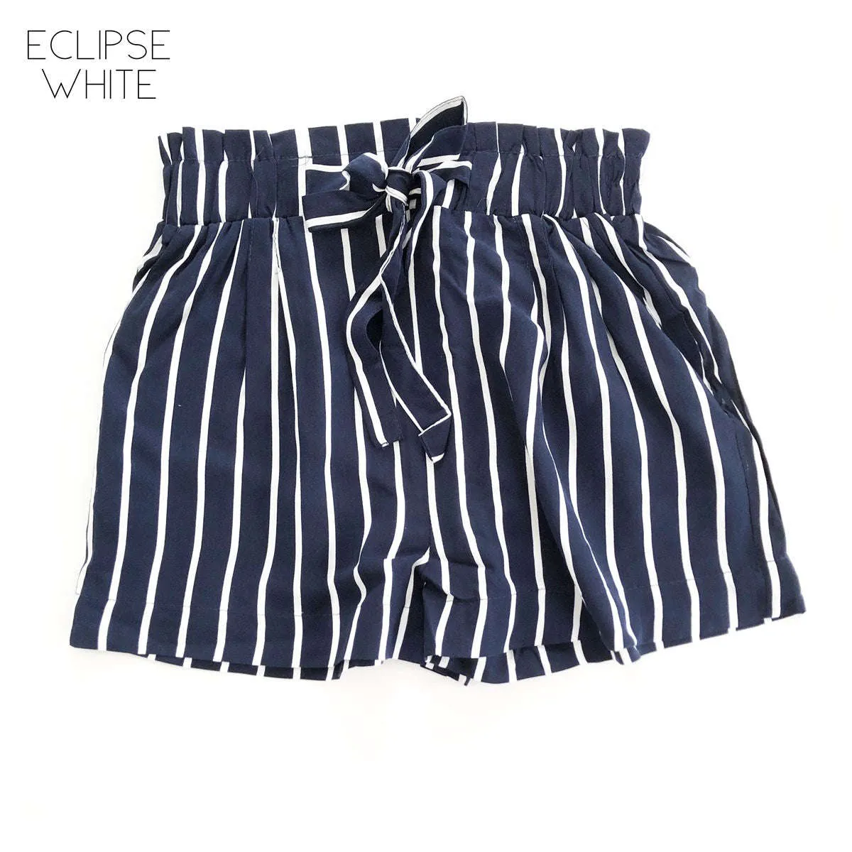 Flowy Striped Tie Front Shorts