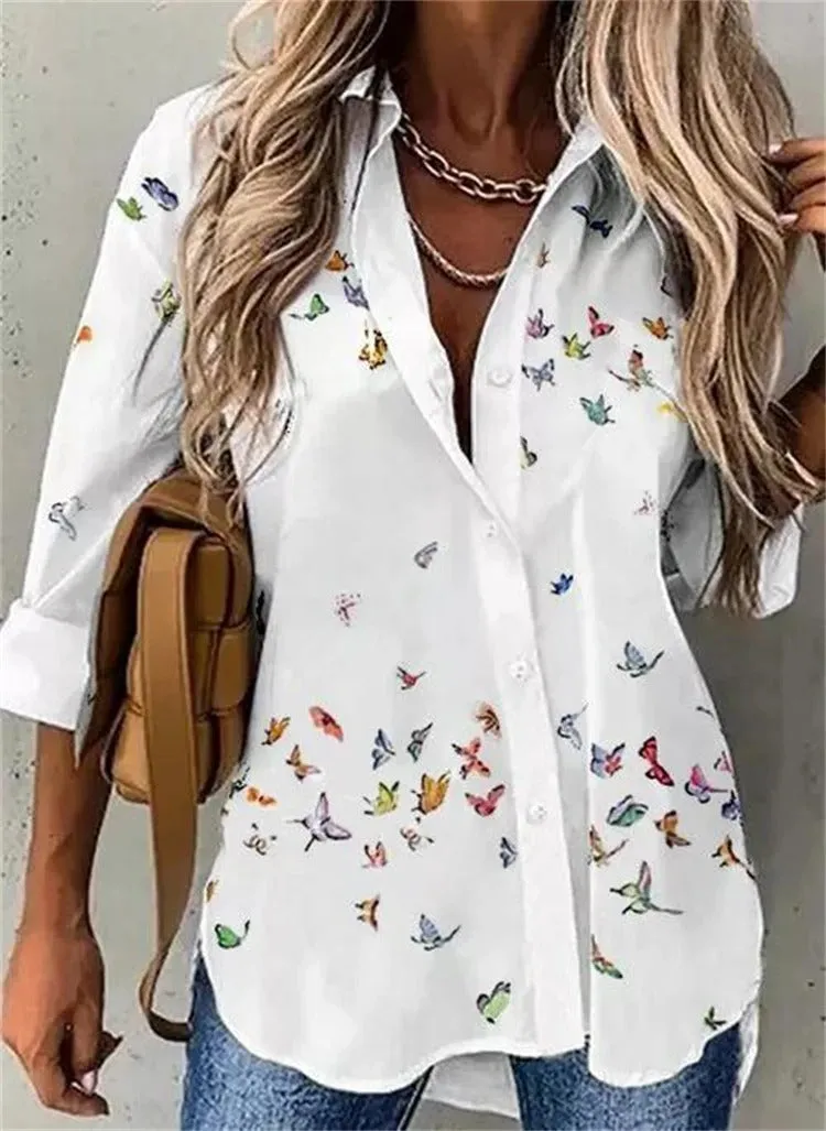 Graceful Printed Long Sleeve Shirt for Women