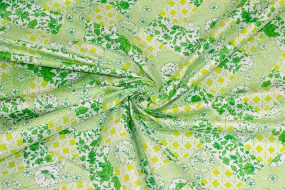 Green and White Floral Cotton