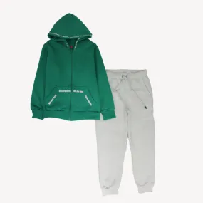 Green Long-Sleeved Fleeced Hooded Pajama