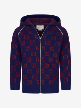 Gucci Baby Boys Wool Knitted GG Zip Up Cardigan