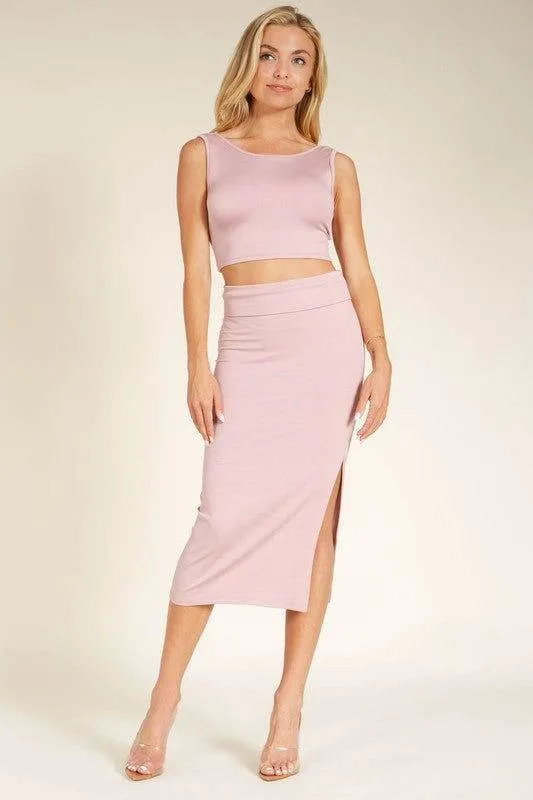 Hi Waisted Heavy Ribbed Skirt