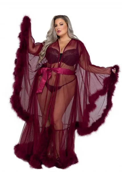 Hollywood Glam Luxury Robe - Merlot -