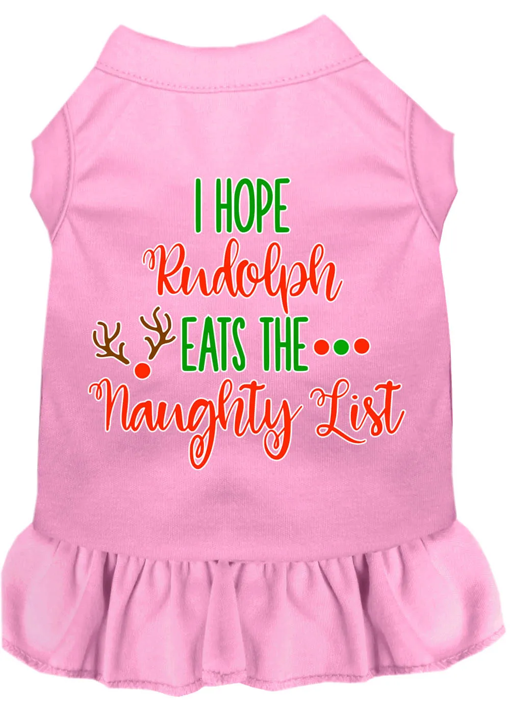 Hope Rudolph Eats Naughty List Screen Print Dog Dress Light Pink Xxxl