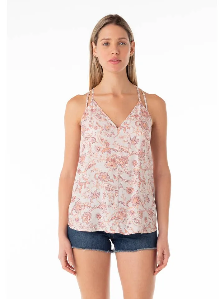 Jane Paisley Floral Double Strap Tank Top