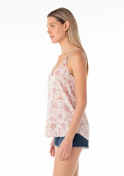 Jane Paisley Floral Double Strap Tank Top