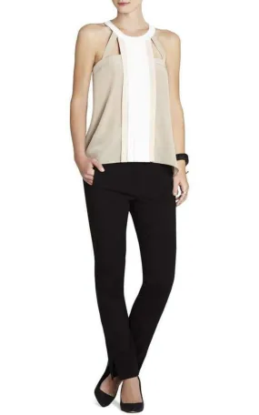 Kayli Silk Color-Blocked Cutout Top