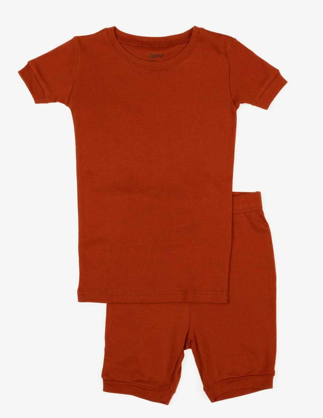 Kid's Short Sleeve Solid Color Boho Pajamas