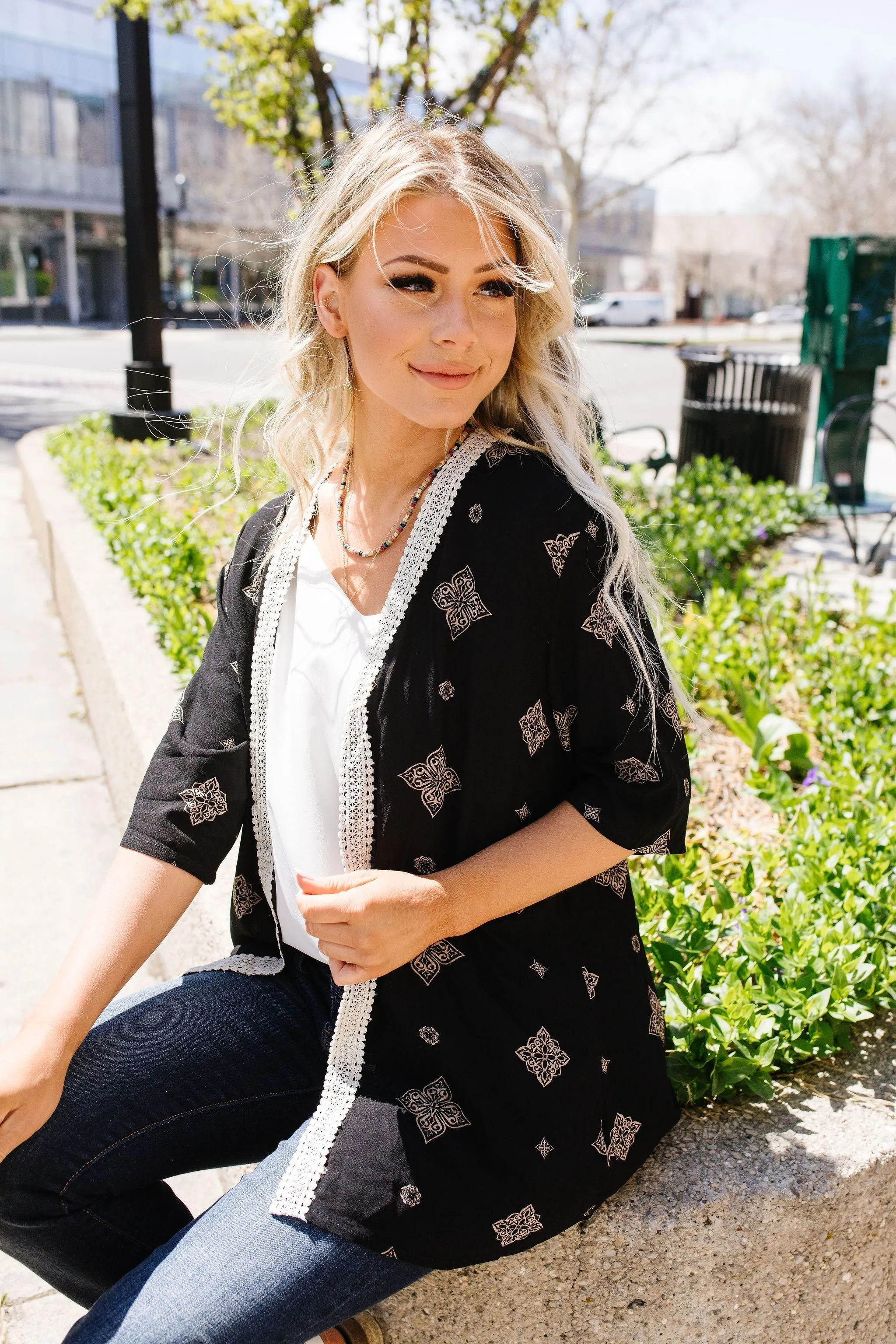 Lace Trimmed Kimono