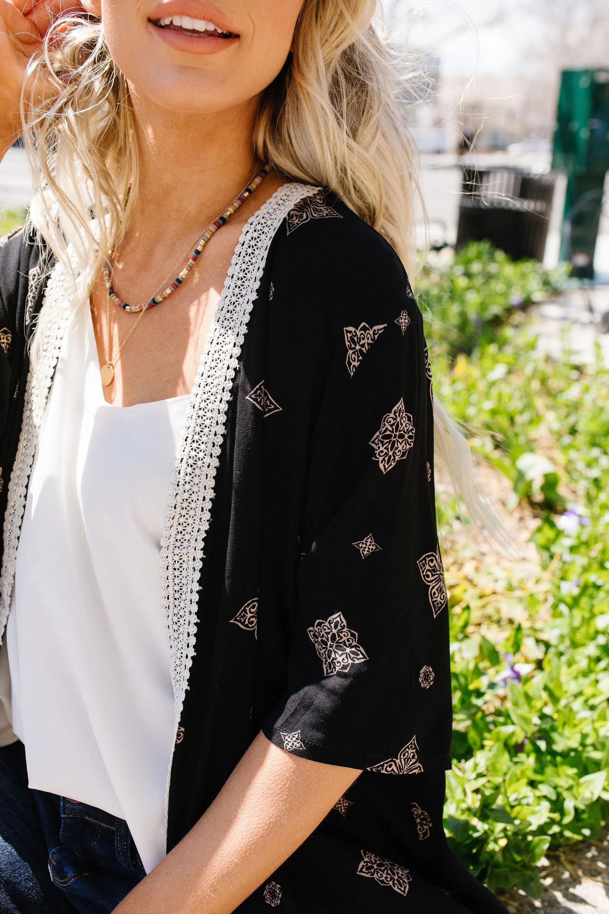 Lace Trimmed Kimono