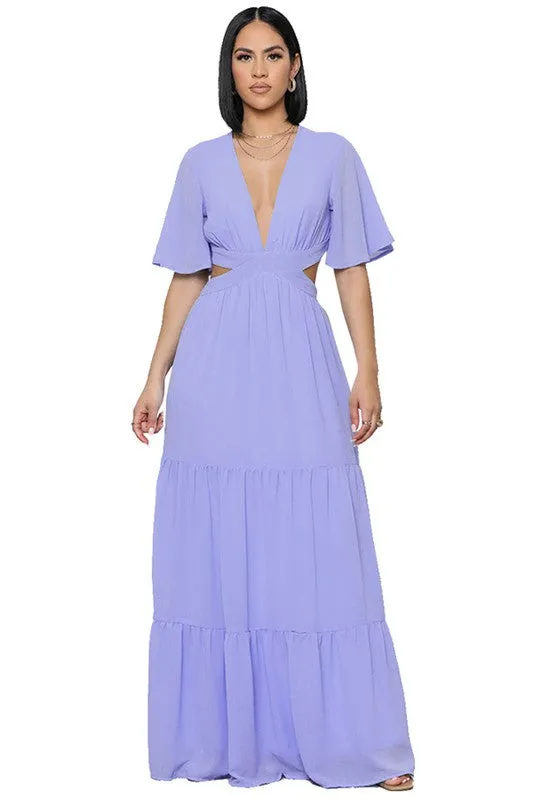 Lavender Sexy Chiffon Maxi Dress