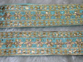 Light Blue Floral Gota Work Embroidered Border