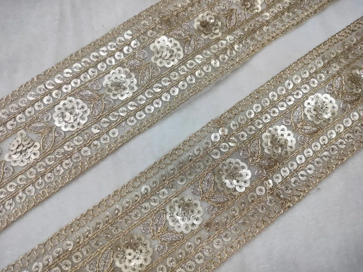 Light Gold Circular Fancy Embellished Trim